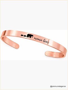 Personalized Mama Bear Cuff Bracelet Gift for Mom with Cubs Adjustable
